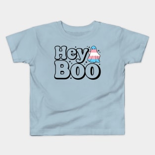 Hey Boo trans pride halloween ghost Kids T-Shirt